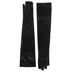 Velvet Black Long 3/4 Opera Arm Length Evening Gloves